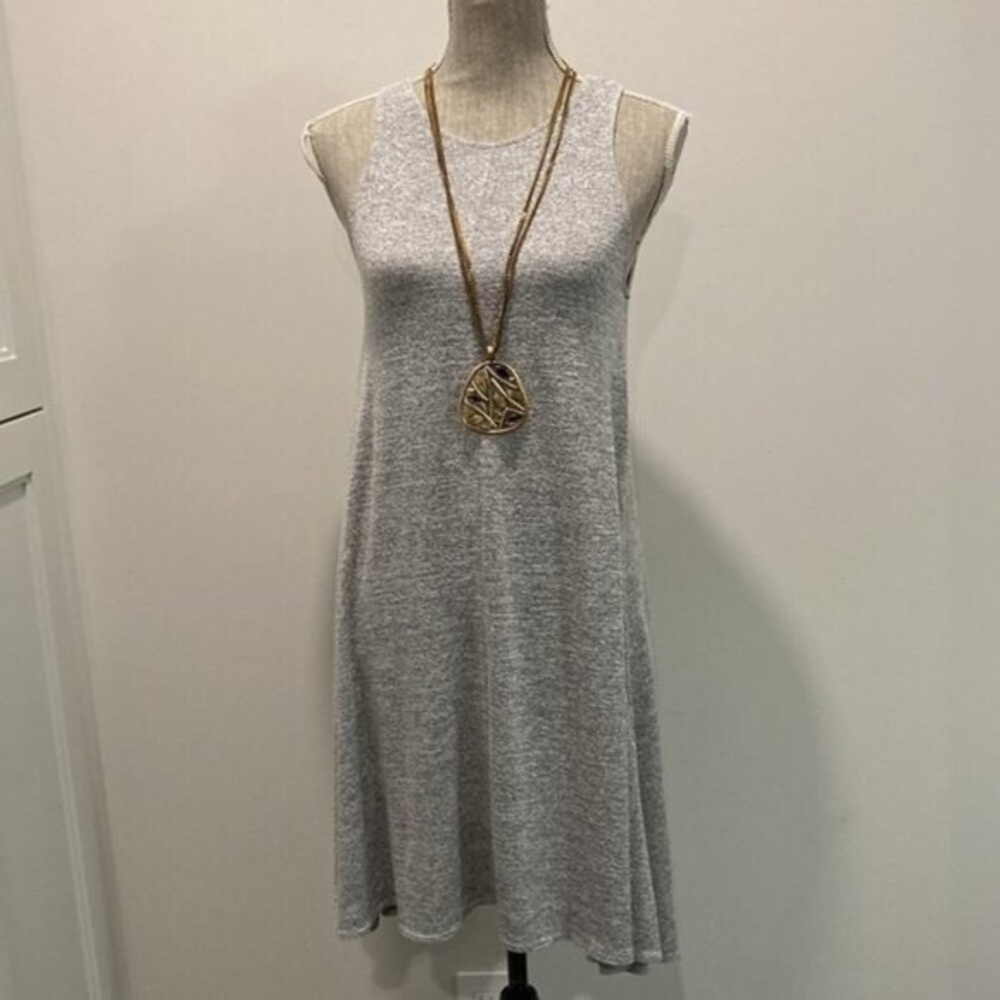 Sleeveless Heather Gray Knit Swing Dress